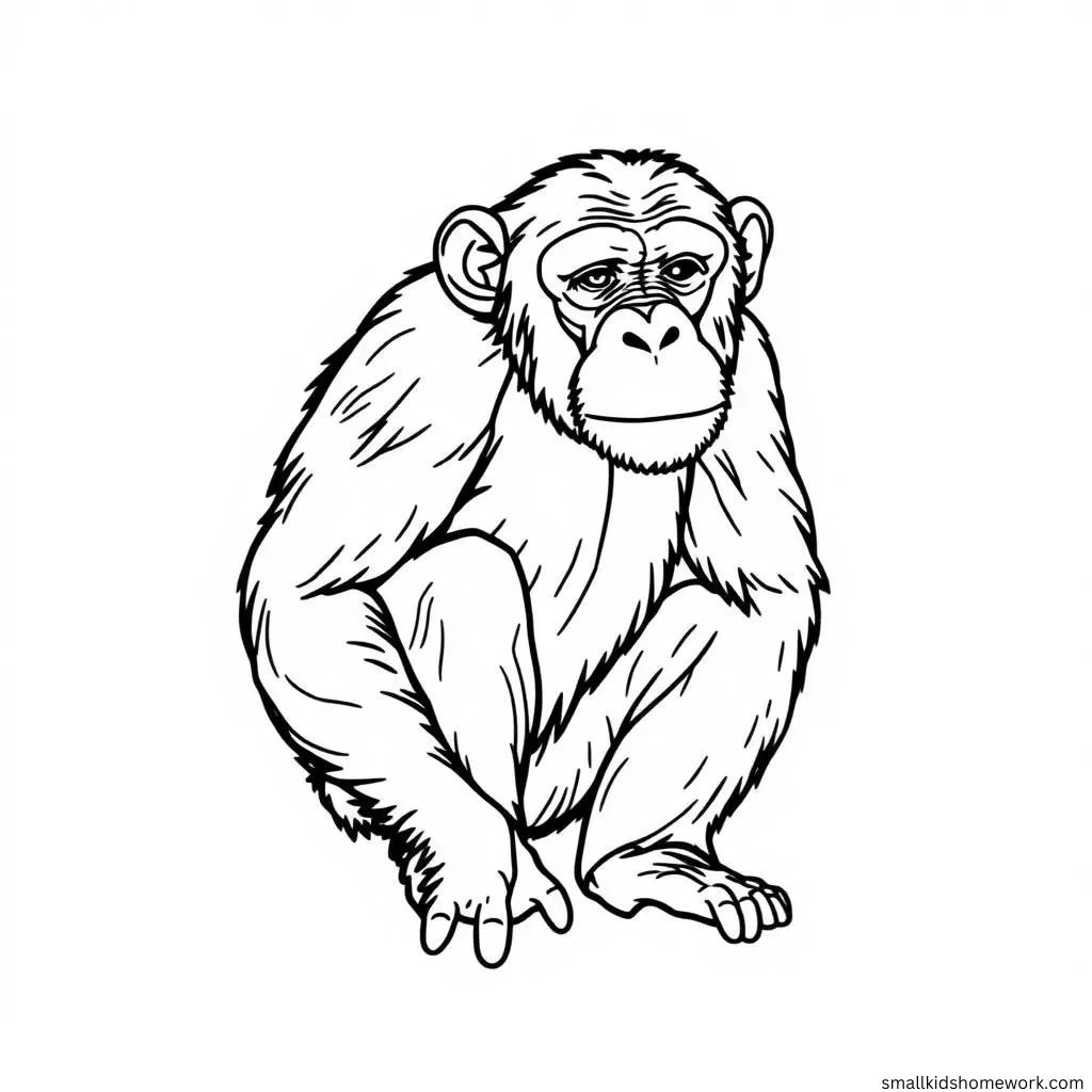 chimpanzee-outline-picture