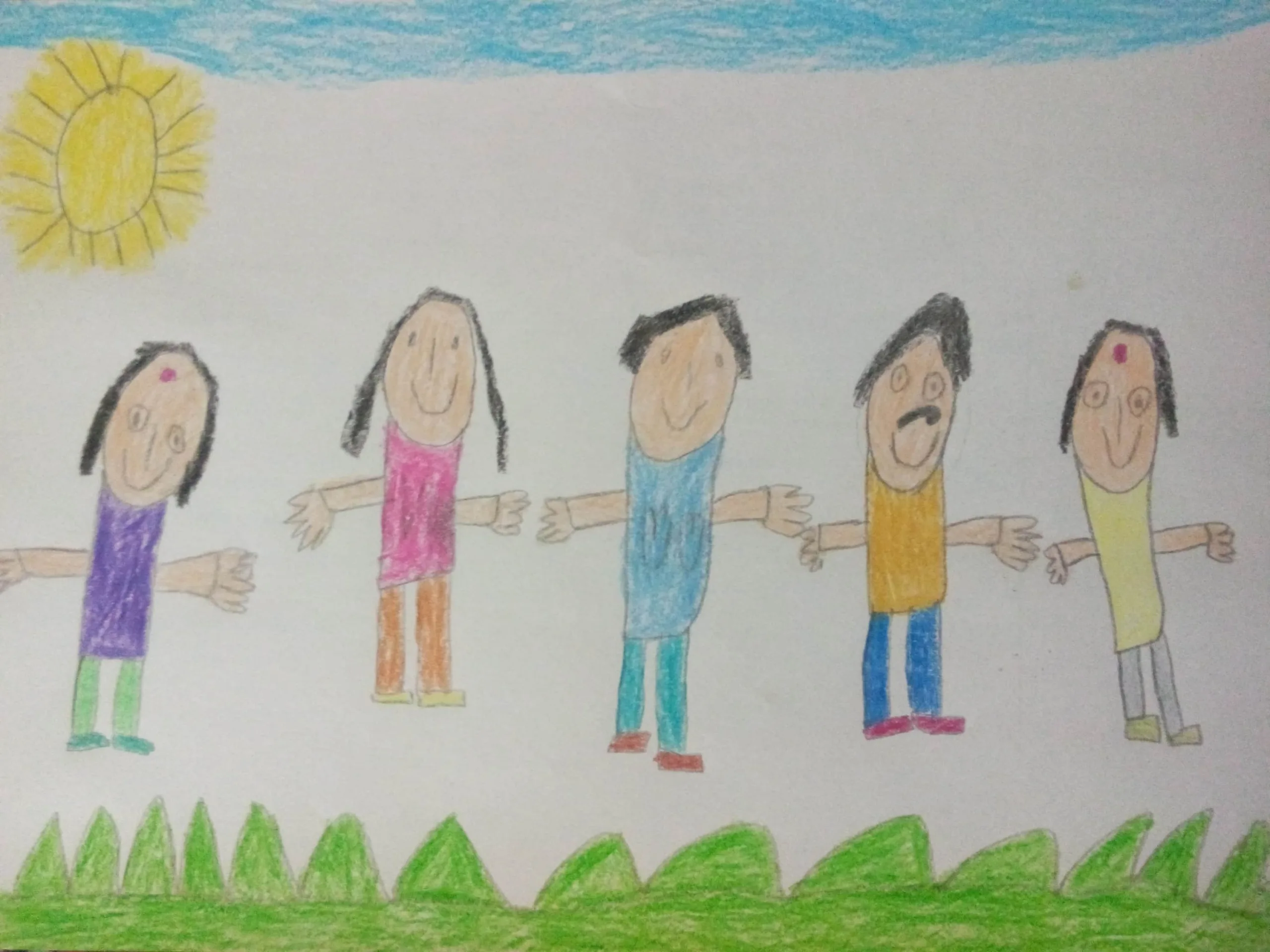 happy family crayon drawing