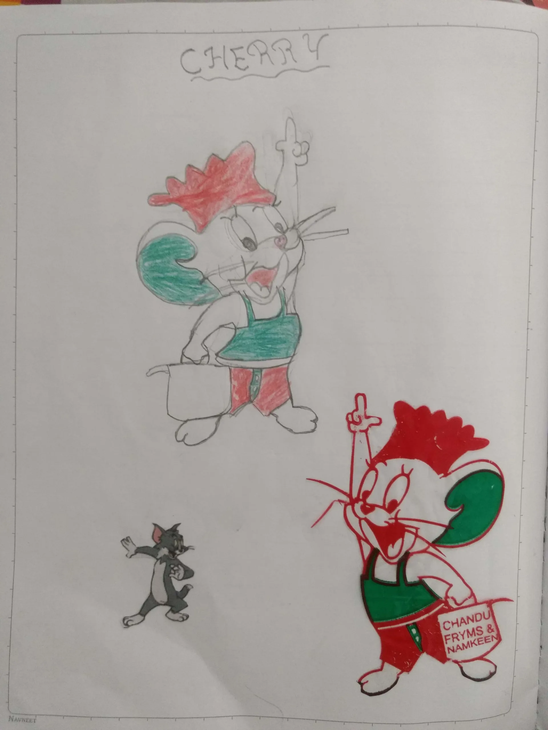 Jerry - Cherry jerry - cherry crayon drawing
