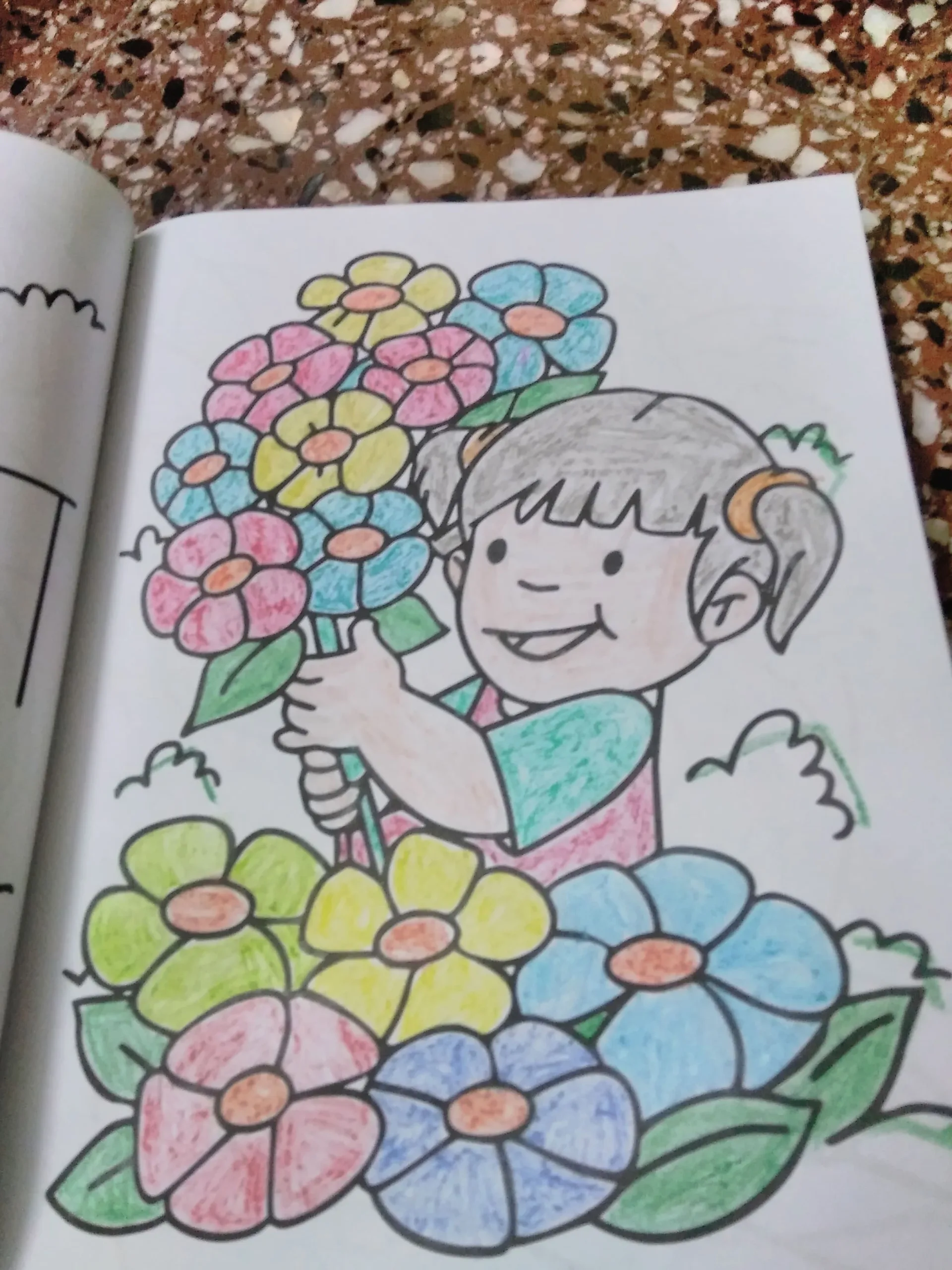 flower-girl-crayon-drawing